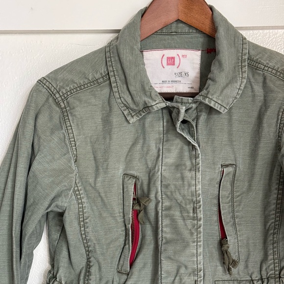 Vintage GAP XS Green Cargo Military Bomber Y2K Jacket - Picture 4 of 11